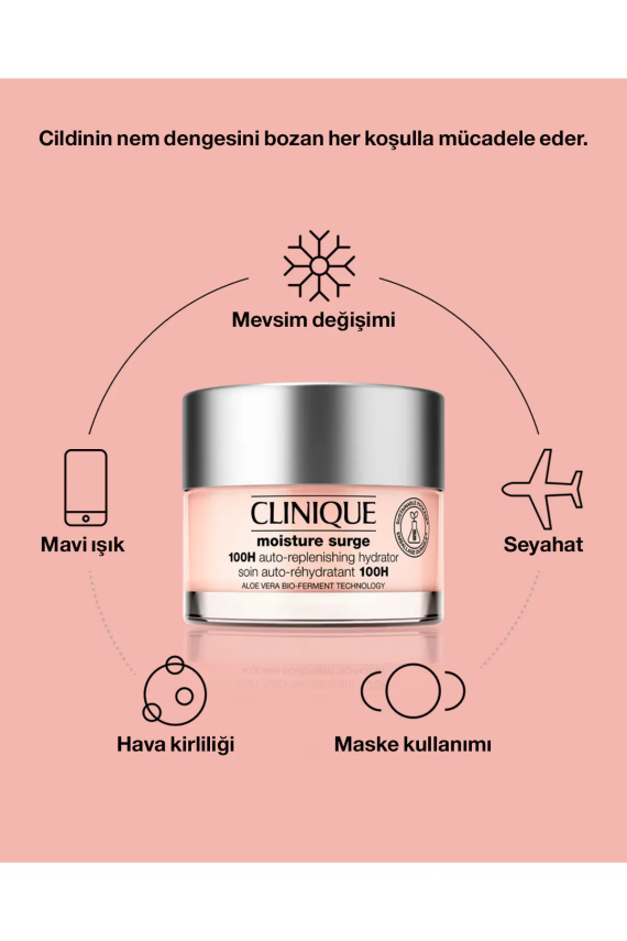 Clinique Moisture Surge™ 100 Saat Etkili Nemlendirici Yüz Kremi 30ml | Aloe Vera Bioferment, Hyalüronik Asit - 4