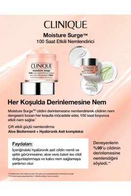 Clinique Moisture Surge™ 100 Saat Etkili Nemlendirici Yüz Kremi 50 ml | Aloe Vera Bioferment, Hyalüronik Asit - 7