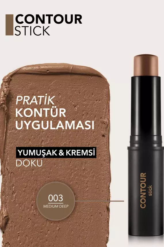 Flormar Contour Stick Yoğun Pigmentli ve Yumuşak Dokulu Stick Kontür (003 Medium Deep) - 5