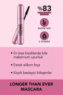 Flormar Doğal Formüllü Kirpik Uzatıcı Maskara (Siyah) - Longer Than Ever Mascara - 001 Black - 5