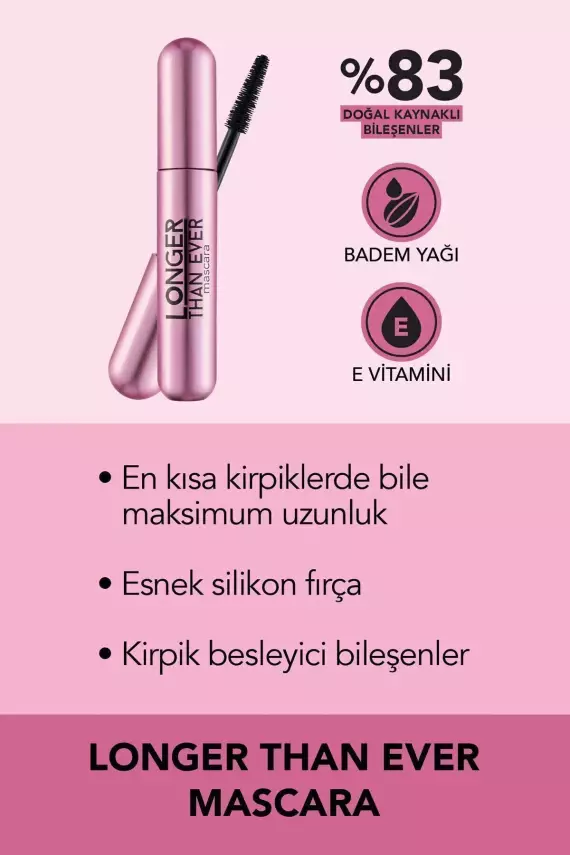 Flormar Doğal Formüllü Kirpik Uzatıcı Maskara (Siyah) - Longer Than Ever Mascara - 001 Black - 5