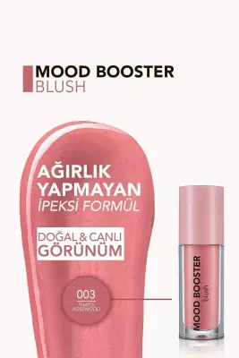 Flormar Mood Booster Doğal Görünüm Veren Yoğun Pigmentli Likit Allık (003 That's Rosewood) - 2
