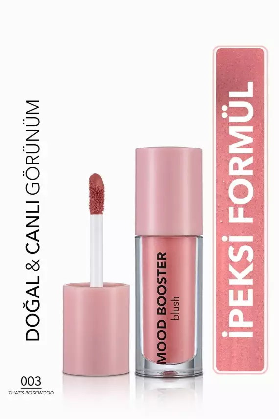 Flormar Mood Booster Doğal Görünüm Veren Yoğun Pigmentli Likit Allık (003 That's Rosewood) - 1