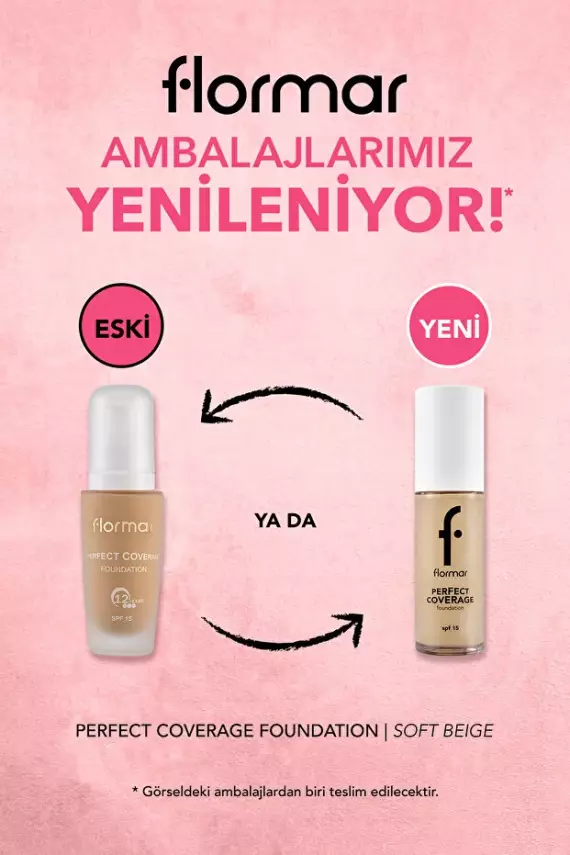 Flormar Perfect Coverage SPF15 Fondöten – Yüksek Pigmentli, Yarı Parlak Bitişli (102 Soft Beige) - 3