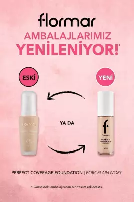 Flormar Perfect Coverage Yoğun Kapatıcı Su Bazlı Fondöten(PEMBE ALT TON) -105 Porcelain Ivory - 3