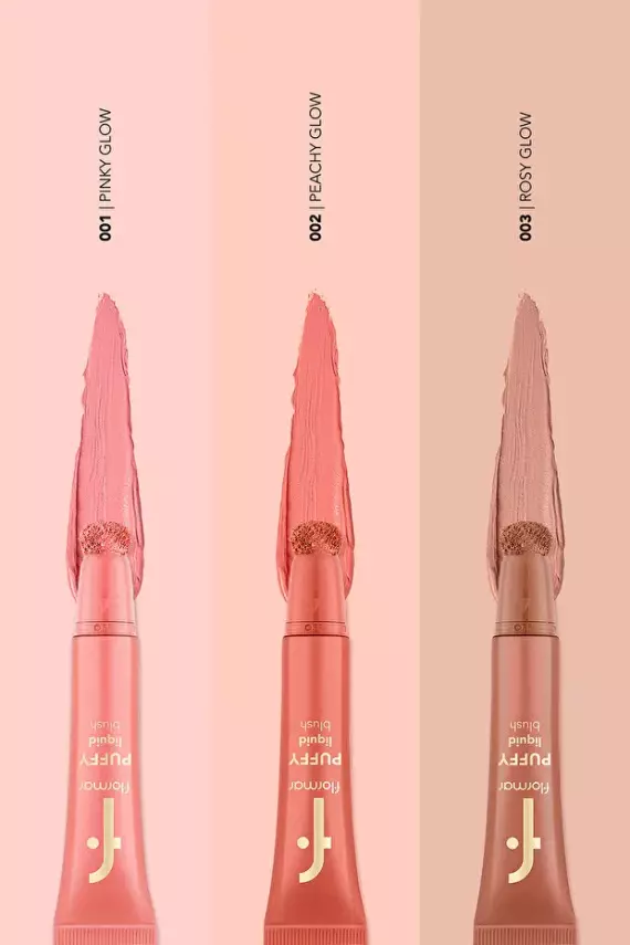 Flormar Puffy Nemlendirici Etkili & Parlak Bitişli Sünger Aplikatörlü Likit Allık – 002 Peachy Glow - 6
