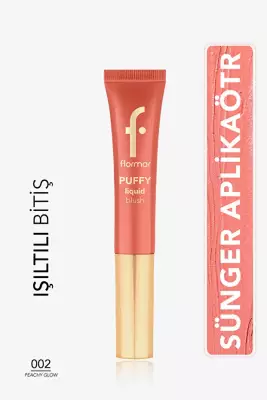 Flormar Puffy Nemlendirici Etkili & Parlak Bitişli Sünger Aplikatörlü Likit Allık – 002 Peachy Glow - 1
