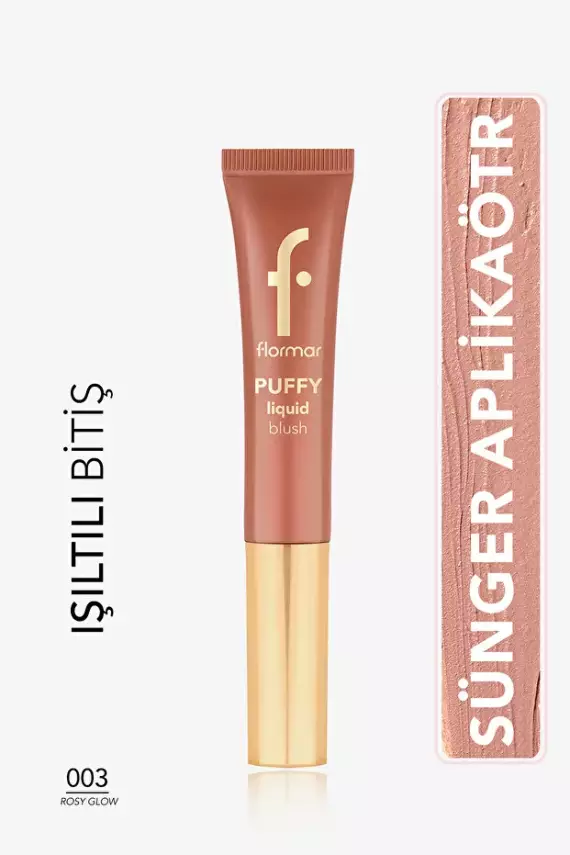 Flormar Puffy Nemlendirici Etkili & Parlak Bitişli Sünger Aplikatörlü Likit Allık – 003 Rosy Glow - 1