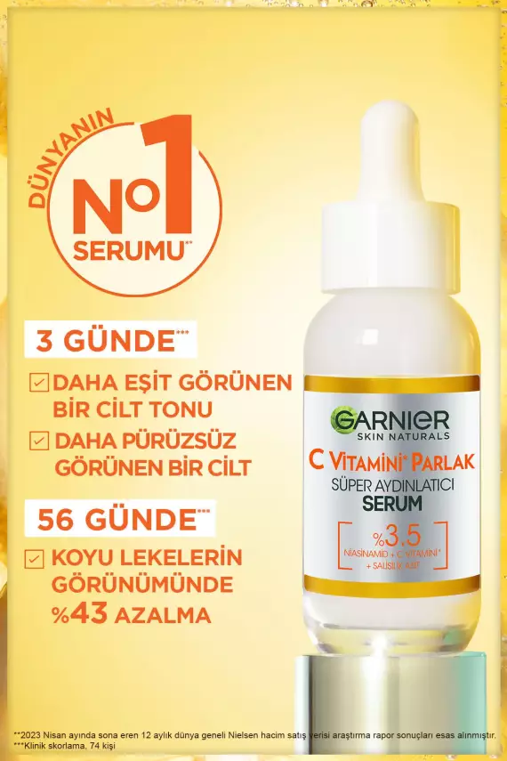 Garnier C Vitamini Parlak Süper Aydınlatıcı Serum 30ml (Niasinamid + Salisilik Asit) - 2