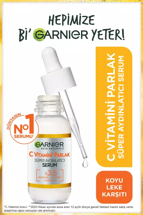Garnier C Vitamini Parlak Süper Aydınlatıcı Serum 30ml (Niasinamid + Salisilik Asit) - 1