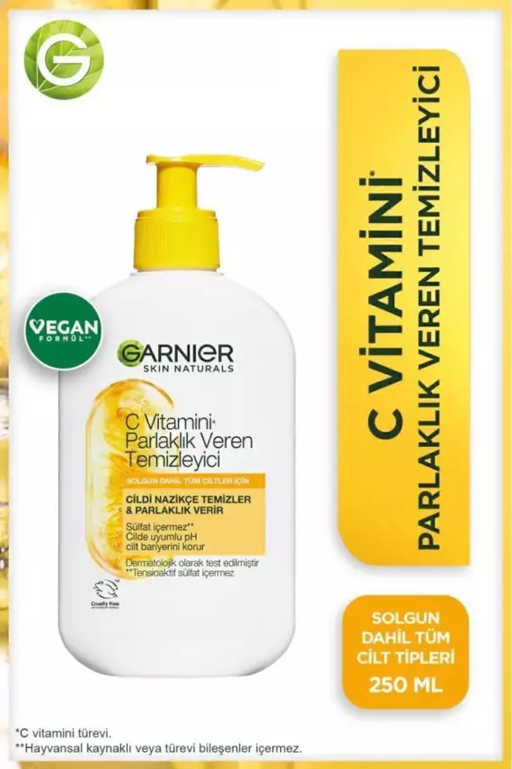 Garnier C Vitamini Parlaklık Veren Temizleyici 250 ML (C Vitamini + Gliserin) - 1
