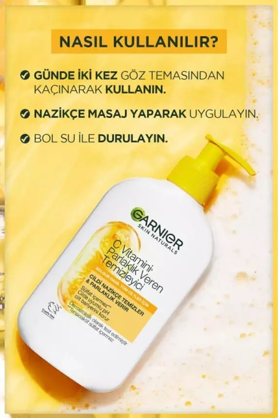 Garnier C Vitamini Parlaklık Veren Temizleyici 250 ML (C Vitamini + Gliserin) - 3