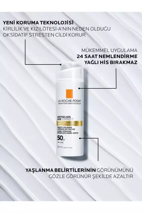 La Roche-Posay Anthelıos Age Correct Tinted Cream SPF50+ Uv Kaynaklı Leke ve Kırışıklık Karşıtı-50ml Renkli Güneş Koruyucu - 3