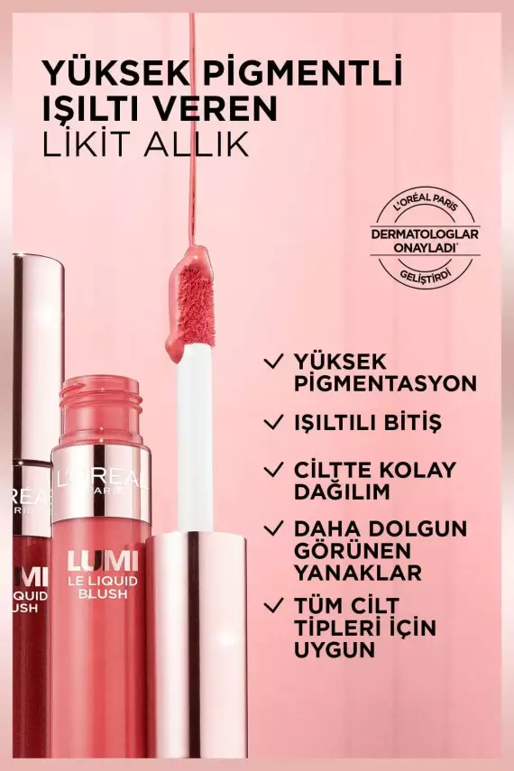 L'Oreal Paris Lumi Blush Likit Allık - 630 Glowy True Rose - 5