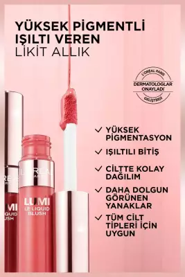 L'Oreal Paris Lumi Blush Likit Allık - 635 Glowy Worth It Medium - 4