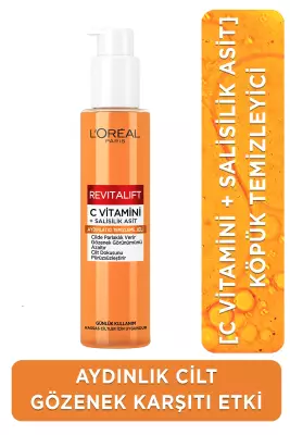 L'Oreal Paris Revitalift Clinical C Vitamini + Salisilik Asit Aydınlatıcı ve Gözenek Karşıtı Köpük Temizleyici - 1