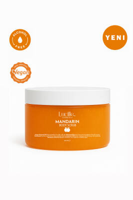 Lucille %100 Vegan Mandalina Aromalı Şekerli Body Scrub – 250 gr – Nemlendirici, Canlandırıcı & Işıltı Veren Vücut Peeling - Lucille Cosmetic