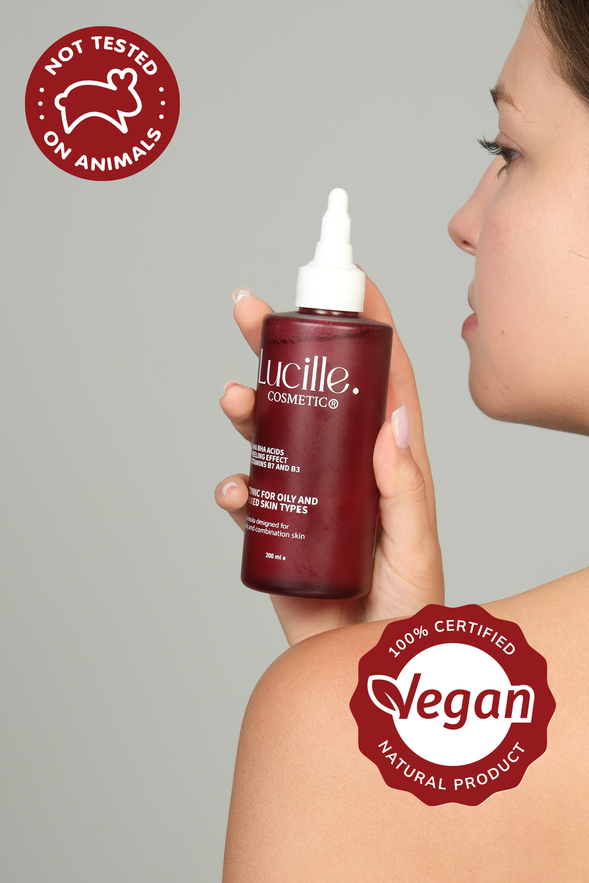 Lucille Gözenek Sıkılaştırıcı Tonik – AHA + BHA & Vitamin Kompleksi İçerikli – 200 ml – %100 Vegan Formül (Yağlı ve Karma Ciltler için) - 3