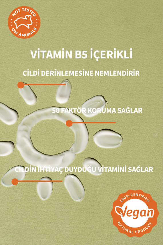 Lucille Güneş Kremi SPF 50 – UVA + UVB Koruma & Vitamin B5 İçerikli – 50 ml – %100 Vegan Formül - 2