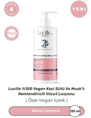 Lucille Keçi Sütü & Musk’lı Nemlendirici Vücut Losyonu – 250 ml – %100 Vegan Formül & Niacinamide İçerikli - Lucille Cosmetic