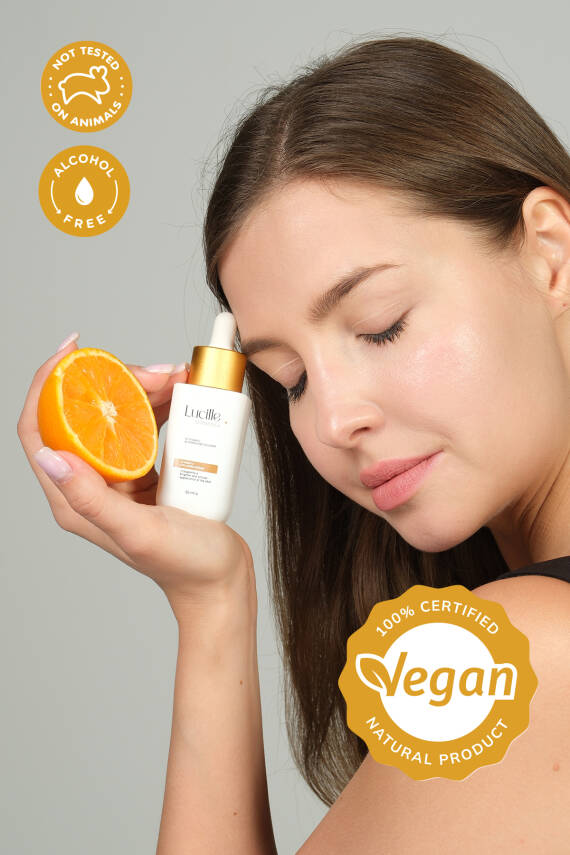 Lucille Vitamin C Serum 30ml | Kolajen İçerikli %100 Vegan Aydınlatıcı Serum - 4