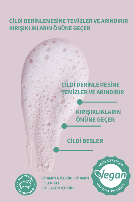 Lucille Yüz Yıkama Jeli – Kolajen & Vitamin İçerikli – 200 ml – %100 Vegan Formül (Kuru ve Karma Ciltler için) - 3