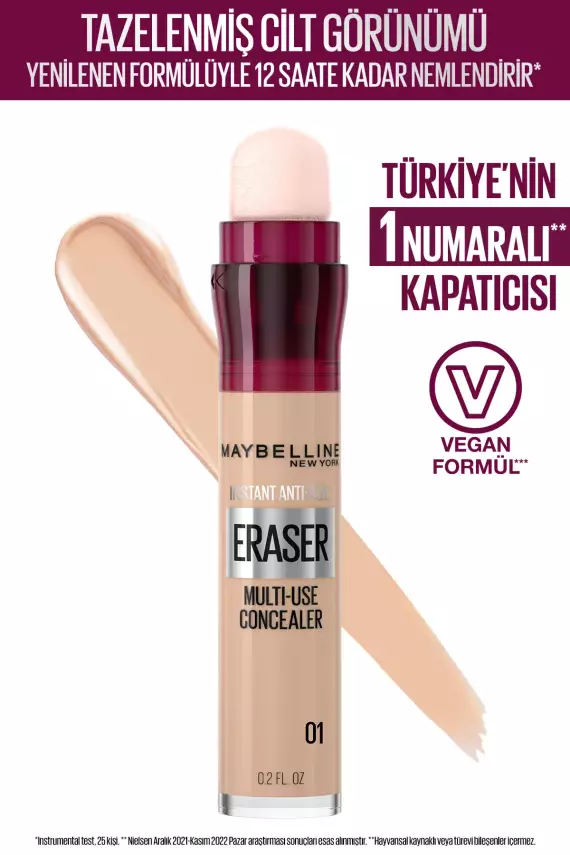 Maybelline New York Instant Anti Age Eraser Kapatıcı - 01 Light Concealer 6.8 Ml - 1