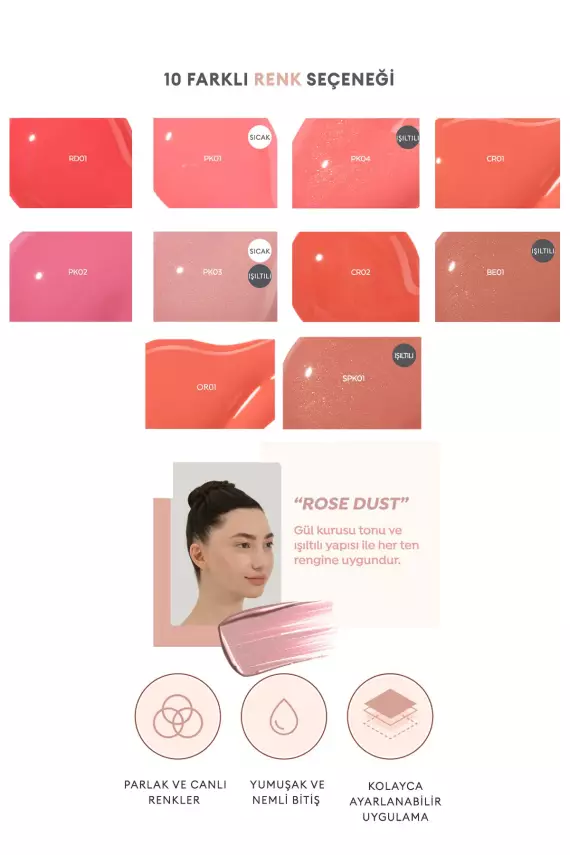 Missha Nemlendirici, Sedefli, Kalıcı Sıvı Allık Juicy-pang Water Blusher Shimmer (SPK01) - Gül Kurusu Likit Allık Parlak Görünümlü - 4