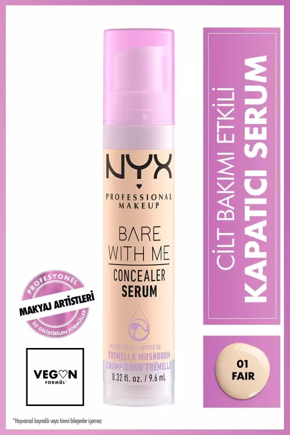 NYX Professional Makeup Bare With Me Serum Kapatıcı, Serum 01 Fair Concealer - 1
