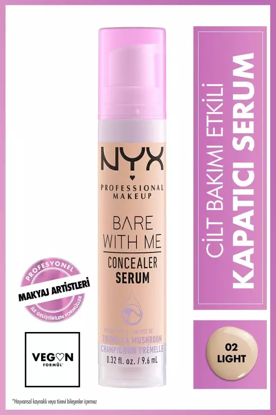 NYX Professional Makeup Bare With Me Serum Kapatıcı, Serum - 02 Light Concealer - 1
