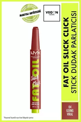 NYX Professional Makeup Fat Oil Slick Click Parlatıcı, Nemlendirici, Nude Tonlu Dudak Balmı - 04 Going Viral - 1