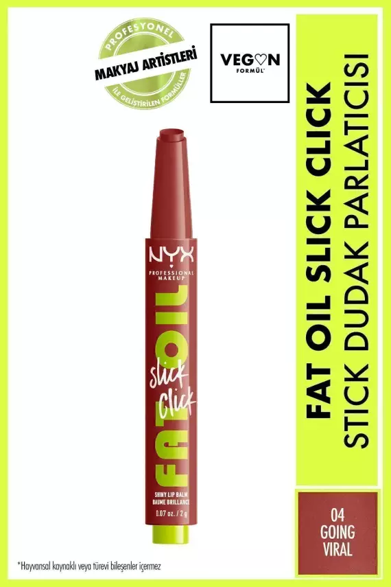 NYX Professional Makeup Fat Oil Slick Click Parlatıcı, Nemlendirici, Nude Tonlu Dudak Balmı - 04 Going Viral - 1