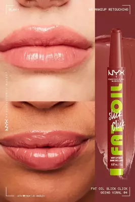 NYX Professional Makeup Fat Oil Slick Click Parlatıcı, Nemlendirici, Nude Tonlu Dudak Balmı - 04 Going Viral - 3