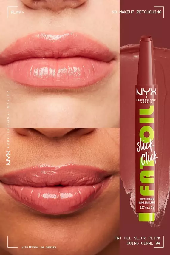 NYX Professional Makeup Fat Oil Slick Click Parlatıcı, Nemlendirici, Nude Tonlu Dudak Balmı - 04 Going Viral - 3