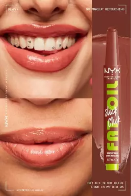 NYX Professional Makeup Fat Oil Slick Click Parlatıcı, Nemlendirici, Nude Tonlu Dudak Balmı - 05 Link In My Bio - 3