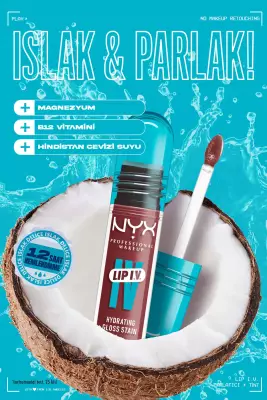 NYX Professional Makeup LIP I.V. Vitamin İçeren Parlatıcı + Tint - 15 Water 'Bout Wine - 6