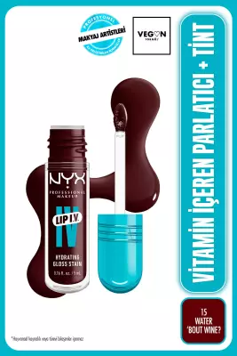 NYX Professional Makeup LIP I.V. Vitamin İçeren Parlatıcı + Tint - 15 Water 'Bout Wine - 1